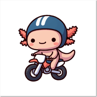 Axolotl Funny motocross Posters and Art